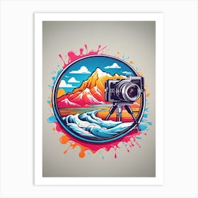 Camera And Mountains Art Print