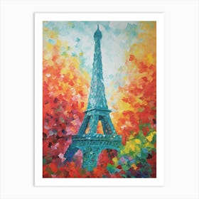 Eiffel Tower Paris France David Hockney Style 2 Art Print