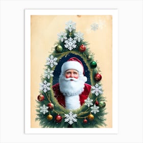 Santa Claus In Christmas Tree Art Print