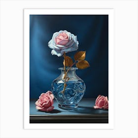 Blue Roses In A Vase Art Print