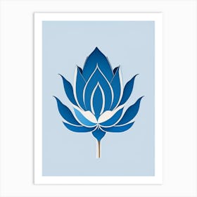 Blue Lotus Retro Minimal 2 Art Print