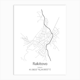 Rakitovo,Bulgaria Minimalist Map Art Print