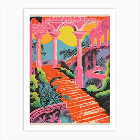 Generalife Gardens Abstract Riso Style 2 Art Print