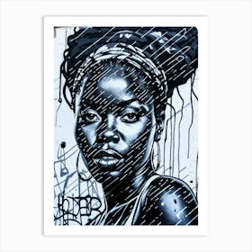 Graffiti Mural Of Beautiful Black Woman 125 Art Print