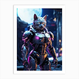 Cat In Cyborg Body #2 Art Print