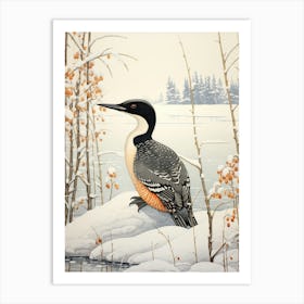 Winter Bird Painting Loon 1 Art Print