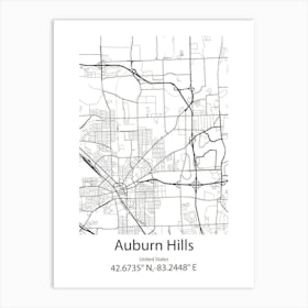 Auburn,United States Minimalist Map 1 Art Print