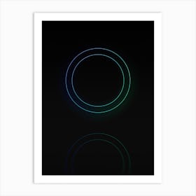 Neon Blue and Green Abstract Geometric Glyph on Black n.0040 Art Print