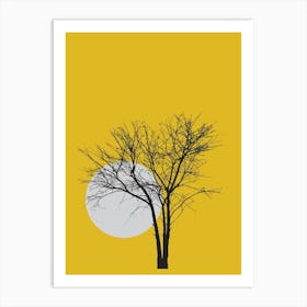 Abstract Shapes and Tree Print Yellow Art Print