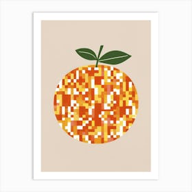 Orange Pixel Art 9 Art Print