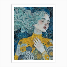 Girl With Blue Hair 9 Art Print