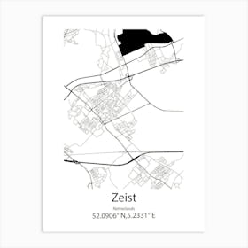 Zeist,Netherlands Minimalist Map Art Print