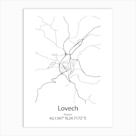 Lovech,Bulgaria Minimalist Map Art Print