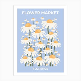 Flower Market Florence Blue Art Print