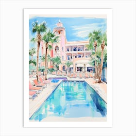 The Ritz Carlton Bacara, Santa Barbara   Santa Barbara, California   Resort Storybook Illustration 2 Art Print