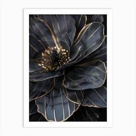 Black And Gold Flower Art Print