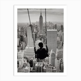 Playground Swings Empire State Building 1 Art Print