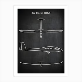 Duo Discus Glider Airplane Decor Aircraft Decor Plane Decor Airplane Art Glider Print Glider Blueprint Airplane Art Duo Discus1 Art Print