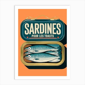 Vintage Sardines Pour Les Toasts Art Print, Orange Art Print