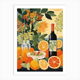 Wine And Oranges Art Print