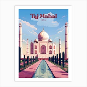 Taj Mahal India Vintage Modern Travel Illustration Art Print