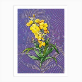 Vintage Cheiranthus Flower Botanical Illustration on Veri Peri Art Print