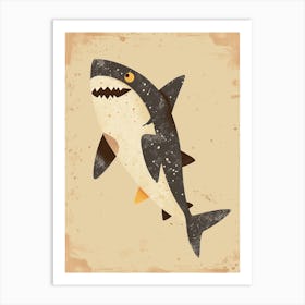Cute Beige Tones Shark 1 Art Print