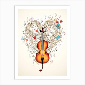 Musical Heart Instrument And Notes 3 Art Print