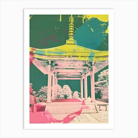 Hakone Japan Retro Duotone Silkscreen 3 Art Print