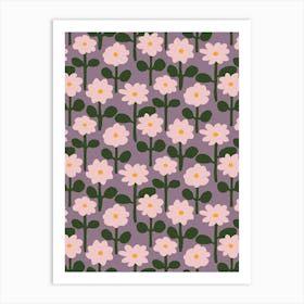 Pink Paper Flower Pattern Art Print