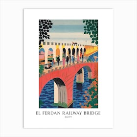 El Ferdan Railway Bridge Egypt Colourful 1 Travel Poster Art Print