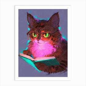 Cat Reading Book 4 Art Print