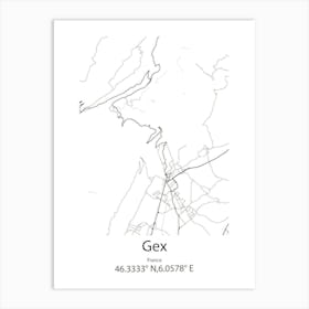 Gex,France Minimalist Map Art Print