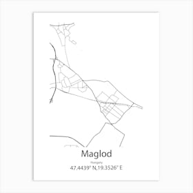 Maglod,Hungary Minimalist Map Art Print