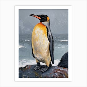 Galapagos Penguin Gold Harbour Colour Block Painting 1 Art Print