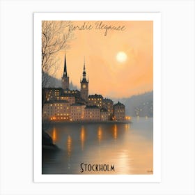 World'S Elegance Stockholm, minimalist soft tones palette, watercolor poster Art Print