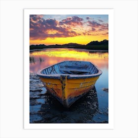 Boat At Sunset 1 Art Print