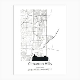 Cimarron Hills,United States Minimalist Map Art Print