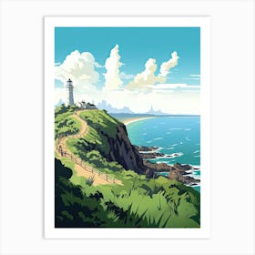 Cape Byron, Australia, Flat Illustration 4 Art Print