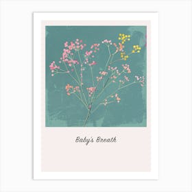 Babys Breath 2 Square Flower Illustration Poster Art Print