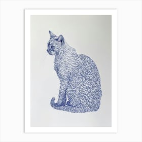 Cat In Blue 1 Art Print