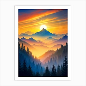 Sunset In The Mountains Art Print