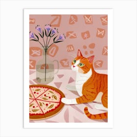 Cat And Pizza 7 Art Print