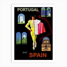 Portugal And Spain, Vintage Travel Poster Art Print