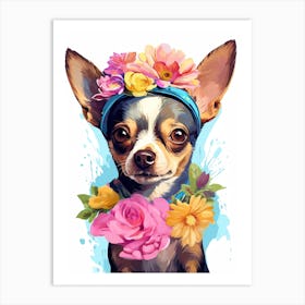 Chihuahua Portrait With A Flower Crown, Matisse Painting Style 1 Art Print