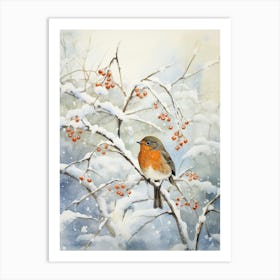 Winter Bird Painting Robin 7 Art Print