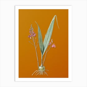 Vintage Pine Pink Botanical on Sunset Orange Art Print