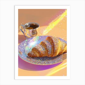 Croissant And Cup Of Coffee Art Print