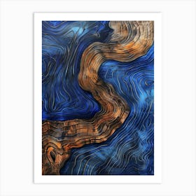 Blue And Brown Swirls Art Print