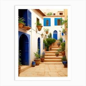 Blue Shutters In Morocco Art Print
